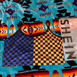 Colorblock checkered cropped cami